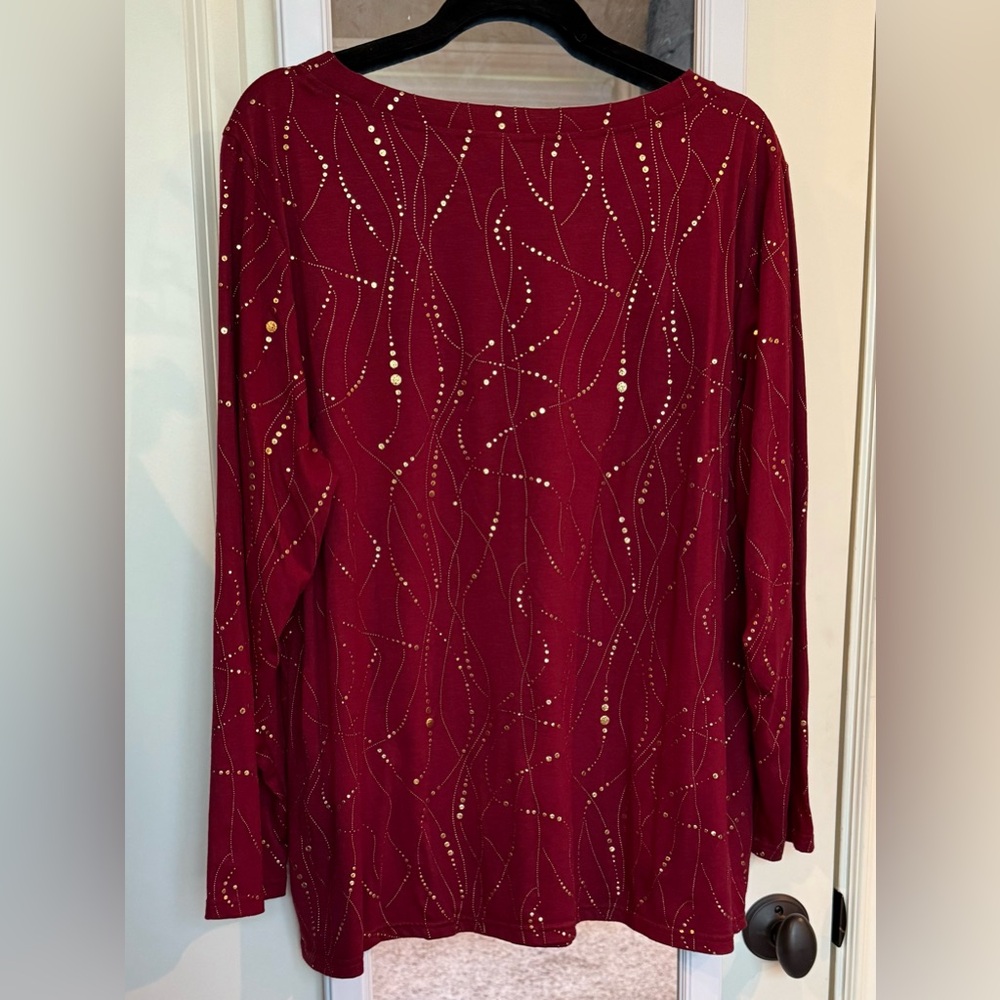 ✨ BloomChic Long Sleeve Embellished Top – Rich Burgundy ✨ - Picture 3 of 3